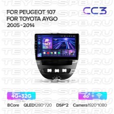 Автомагнитола TEYES для Peugeot 107/Toyota Aygo 2005-2014, CC3, 4G+32G