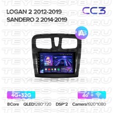 Автомагнитола TEYES для Renault Logan 2/Sandero 2 2012-2019/2014-2019, CC3, 4G+32G