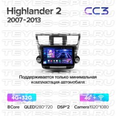 Автомагнитола TEYES для Toyota Highlander 2007-2013, CC3, 4G+32G