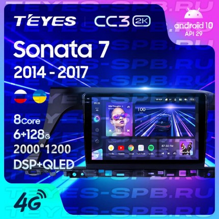 Автомагнитола TEYES для Hyundai Sonata 7 2014-2017, CC3 2K, 3G+32G