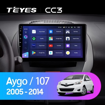 Автомагнитола TEYES для Peugeot 107/Toyota Aygo 2005-2014, CC3, 4G+32G