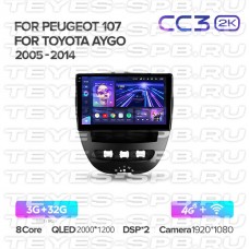 Автомагнитола TEYES для Peugeot 107/Toyota Aygo 2005-2014, CC3 2K, 3G+32G