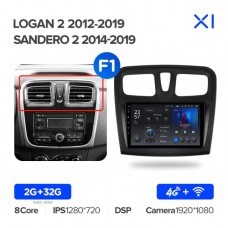 Автомагнитола TEYES для Renault Logan 2/Sandero 2 2012-2019/2014-2019, X1, 4G + WiFi