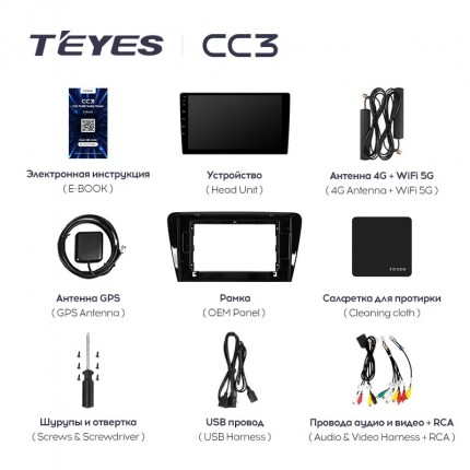 Автомагнитола TEYES для Skoda Octavia 3 2013-2018, CC3, 4G+32G