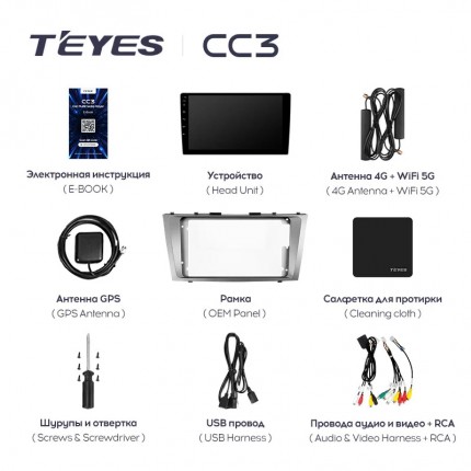 Автомагнитола TEYES для Toyota Camry 6 2006-2011, CC3, 4G+32G