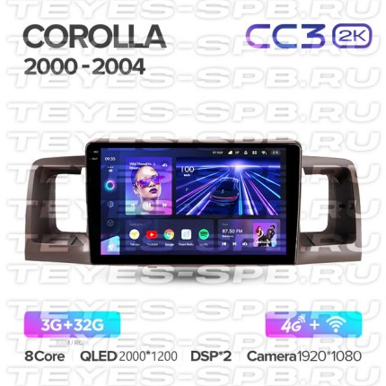Автомагнитола TEYES для Toyota Corolla 2000-2004, CC3 2K, 3G+32G