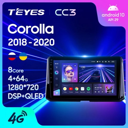 Автомагнитола TEYES для Toyota Corolla 2018-2020, CC3, 4G+32G