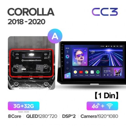 Автомагнитола TEYES для Toyota Corolla 2018-2020, CC3, 4G+32G
